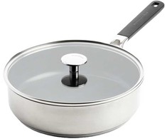 KitchenAid - KA-klasikinė nerūdijančio plieno keptuvė su dangčiu - sidabrinė - 26 cm