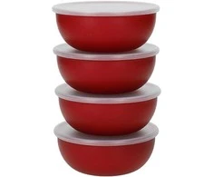 KitchenAid dubenėlių su dangteliais rinkinys 4 vnt Empire Raudona