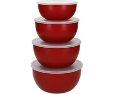 KitchenAid 4 dalių patiekalų ruošimo indų rinkinys su dangteliais, Empire Raudona