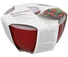 KitchenAid 4 dalių patiekalų ruošimo indų rinkinys su dangteliais, Empire Raudona