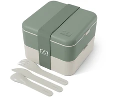 Monbento lunchbox ze sztućcami Flex 1L Natural Žalias