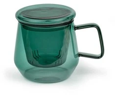 Puodelis stiklinis su zaparzaczem Livorno 290ml - žalia / Bredemeijer