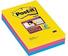 3M Post-it Super Sticky, su pamušalu, 101 x 152 mm. 3 vnt