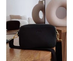 Aarni Crossbody Bag -olkalaukku, musta, kultainen vetoketju