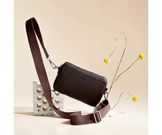 Aarni Crossbody Bag -olkalaukku, tummanruskea, hopea vetoketju