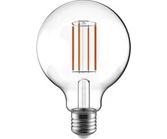 Airam LED G95 -lamppu, E27, 3000K, 470lm, kirkaskupuinen
