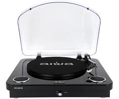 Aiwa LPS-25BK vinyylisoitin sisäänrakennetuilla kaiuttimilla, musta