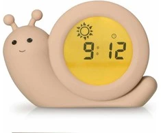 Alecto Baby Simon Snail -unirytmiä opettava herätyskello, taupe