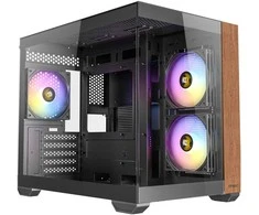 Antec CX600M Wood PC kompiuterio korpusas, Mini-Tower, Micro-ATX, Tempered Glass – juodos spalvos, Holz