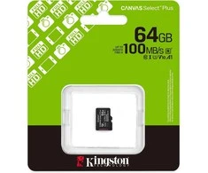 „Kingston Technology“ 64 GB „micSDXC Canvas Select Plus Gen3 100R A1“ atminties kortelės pakuotė be ADP