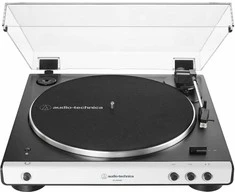 Visiškai automatinis diržo pavaros patefonas Audio Technica AT-LP60XBTWH su Bluetooth