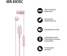Sony Earbuds | IER‑EX15C | su laidu | į ausis įkišamos | Mikrofonas | Rožinė