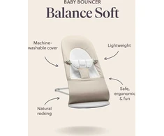 BabyBjörn Bouncer Balance Soft Woven sėdynė, šviesiai smėlio spalvos trikotažas