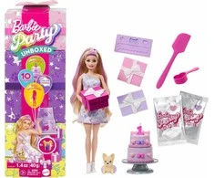 Mattel BARBIE PARTY UNBOXED REVEAL siurprizų rinkinys - šviesiaplaukė lėlė (JFG70)