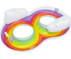 Dvigubas plaukimo ratas Bestway Rainbow Dreams, 186 x 116 cm