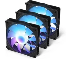 Blackstorm Luna UF120 ARGB PWM -tuuletinpakkaus, musta, 120 mm, 3 kpl pakkaus