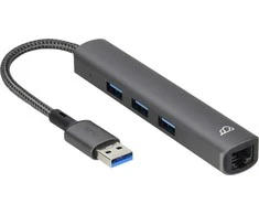 Bluecloud USB-A šakotuvas su gigabito eternetu, 4 prievadai