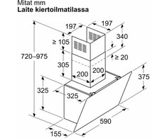 Bosch Serija 2 Prie sienos montuojamas gartraukis 60 cm, juodos spalvos (DWK65DK60)