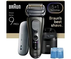 „Braun Series 9 PRO+ 9675CC Wet&amp;Dry -Pro SensoAdapt“ skustuvas su „SmartCare“ stotele, grafito spalvos