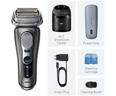 „Braun Series 9 PRO+ 9675CC Wet&amp;Dry -Pro SensoAdapt“ skustuvas su „SmartCare“ stotele, grafito spalvos