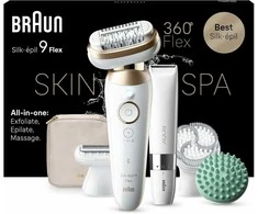 SES9-481 3D Braun Silk•épil 9 Flex SkinSpa Epiliatorius + BS1000 kompaktiškas kūno plaukų trimeris