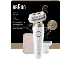 Braun Epiliatorius Silk·épil 9 Flex Wet &amp; Dry, ilgai išliekanti lygi oda, 9-030 3D, auksinis