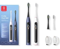 Elektrinis dantų šepetėlis „Oclean X Lite Smart Sonic Duo Set“, pilkas ir mėlynas