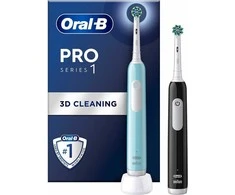 Oral-B | Elektrinis dantų šepetėlis, Duo pack | Pro Series 1 | Įkraunamas | Suaugusiems | Šepetėlių skaičius galvutės įeina 2 | Number of teeth brushing modes 3 | Mėlyna/Juodas