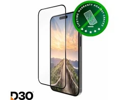 Dbramante1928 eco-shield D3O ekrano apsauga, Apple iPhone 16 Plus / 15 Plus, juodi kraštai