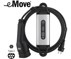 Defa eMove kannettava laturi, 1,8 kW, 8 A, 1-vaihe, Suko-Type2, 6 m