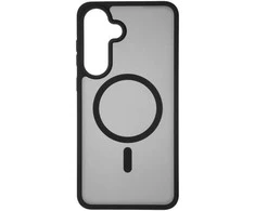 Dėklas FoneKit MagSafe-yhteensopiva Soft Touch suojakuori, Samsung Galaxy S25 FE, musta/harmaa