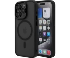 Dėklas FoneKit MagSafe-yhteensopiva Soft Touch -suojakuori, iPhone 15 Pro, musta/harmaa