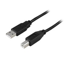 DELTACO USB 2.0 kabelis Type A male - Type B male 0.5m, juodas / USB-205S