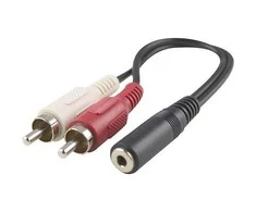 Kabelis DELTACO 3.5mm F-2xRCA M, 0.1m / AA-6A