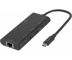 USB-C prijungimo stotelė DELTACO, viena, 1x HDMI, 3x USB-A, RJ45 / USBC-HDMI31 / 1902571