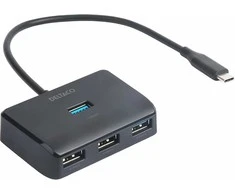 USB-C šakotuvas DELTACO, 5 Gbps, 4x USB-A, juodas / USBC-HUB203 / 1902428