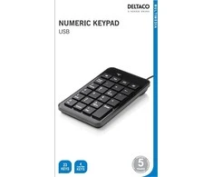 Skaičių klaviatūra DELTACO USB, juoda / TB-120