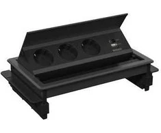 Stalinis atverčiamas maitinimo lizdas DELTACO OFFICE, 3 lizdai, 1x21W A+C USB, GST18 kabelio jungtis / GT-1400 / 1902250