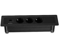 Įleidžiama maitinimo lizdo dėžutė DELTACO OFFICE, 3 lizdai, 1x21W A+C USB krovimas, GST18 / GT-1303 / 1902248