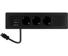 Įleidžiama maitinimo lizdo dėžutė DELTACO OFFICE, 3 lizdai, 1x21W A+C USB krovimas, GST18 / GT-1303 / 1902248