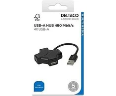 USB-A šakotuvas DELTACO, 480 Mbps, 4x USB-A, juodas / UH-737 / 1902569