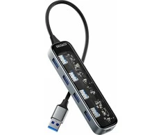 Permatomas USB-A šakotuvas DELTACO, 5 Gbps, 4x USB-A / UH-736 / 1902565
