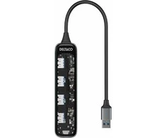 Permatomas USB-A šakotuvas DELTACO, 5 Gbps, 4x USB-A / UH-736 / 1902565