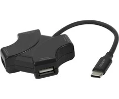 USB-C šakotuvas DELTACO, 4x USB-A 480 Mbps, juodas / USBC-HUB205 / 1902570