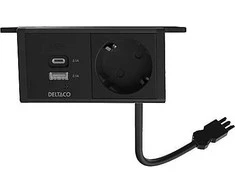 Maitinimo lizdas DELTACO OFFICE, po stalu, kampinis, 1x21W A+C USB krovimas, GST18 kabelio jungtis / GT-1101 / 1902243