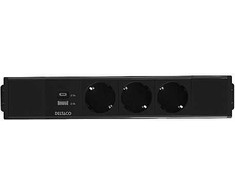 Po stalu tvirtinamas maitinimo lizdas DELTACO OFFICE, 3 lizdai, 1x21 W A+C USB, GST18 dangtelis, 1-in, 2-out / GT-1203 / 1902246