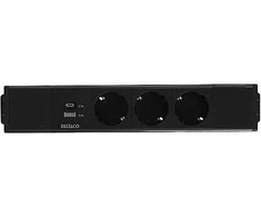 Po stalu tvirtinamas maitinimo lizdas DELTACO OFFICE, 3 lizdai, 1x21 W A+C USB, GST18 dangtelis, 1-in, 2-out / GT-1203 / 1902246