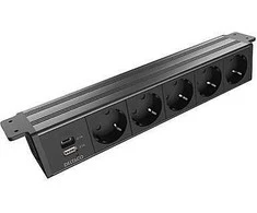 Maitinimo lizdas DELTACO OFFICE, 5 lizdai, 1x21W A+C USB krovimas, GST18 kabelio jungtis / GT-1105 / 1902245
