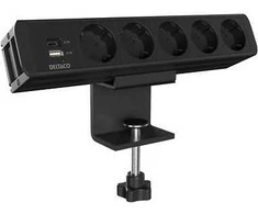 Stalinis maitinimo lizdas DELTACO OFFICE, 5 lizdai, 1x21W A+C USB krovimas, GST18 kabelio jungtis / GT-1005 / 1902242
