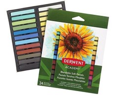 Pastelai - Derwent - 98216 - 24 vnt. rinkinys - Apskaičiuotos spalvos - Švelnūs ir maišomi